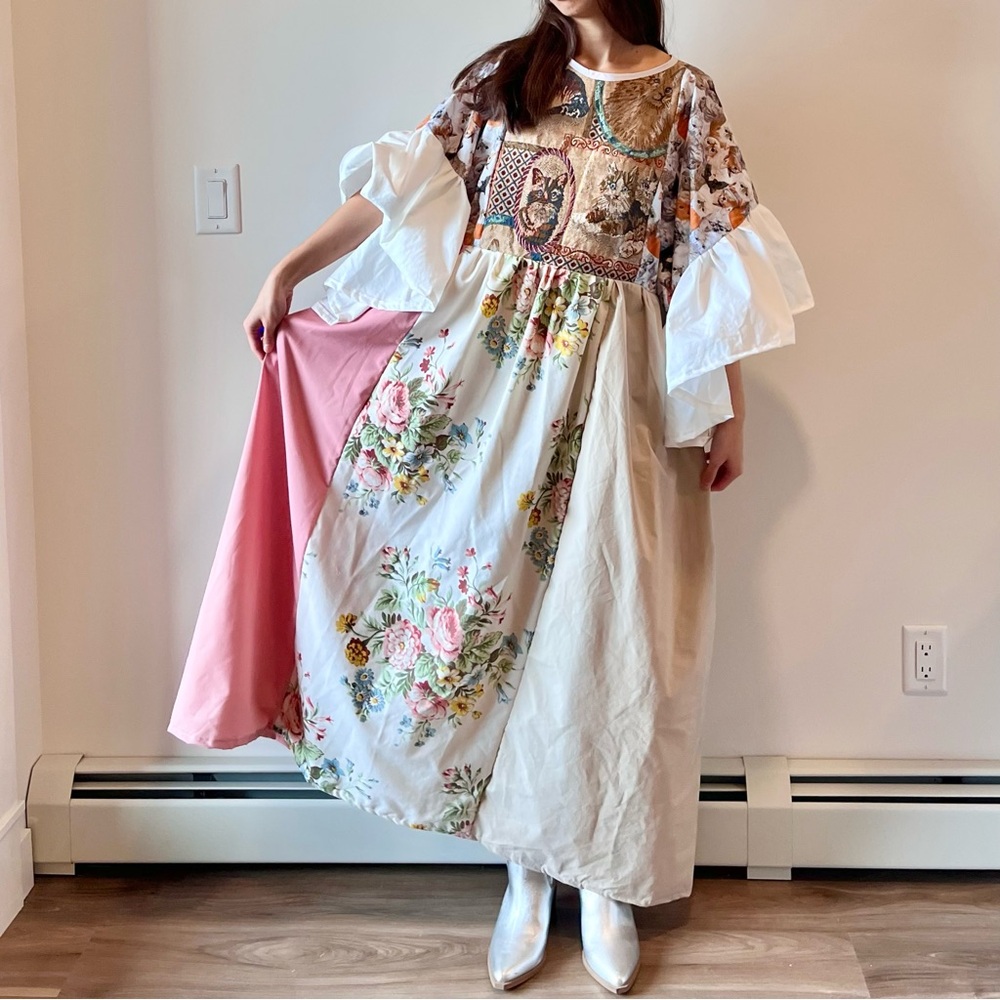 SOLd Cats “Moonlit Meow” Handmade Quilted Jasmine Dress | SKU 11165 - Picture 6 of 16